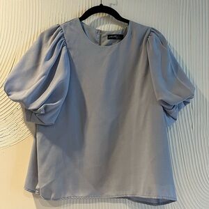 Light Blue Puff Sleeve Blouse